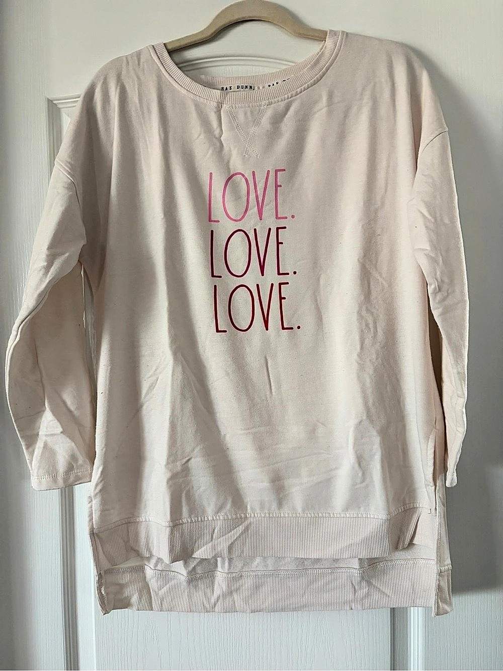 Rae Dunn Love Graphic Sweatshirt Pink Small